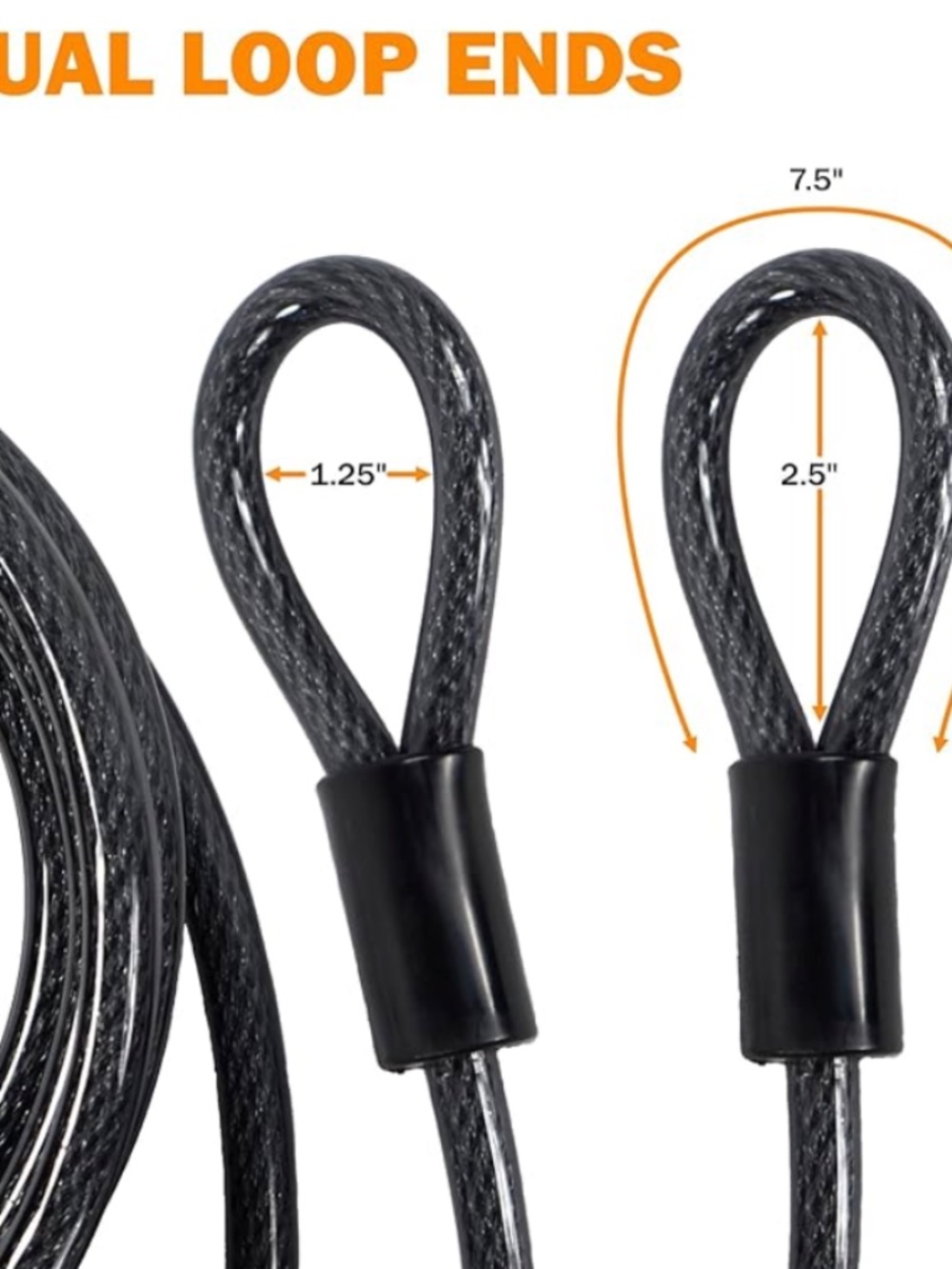 Cable Lock – 1/2" x 72" Covered Flexible Open Loop Security Cable 6ft Retail $35